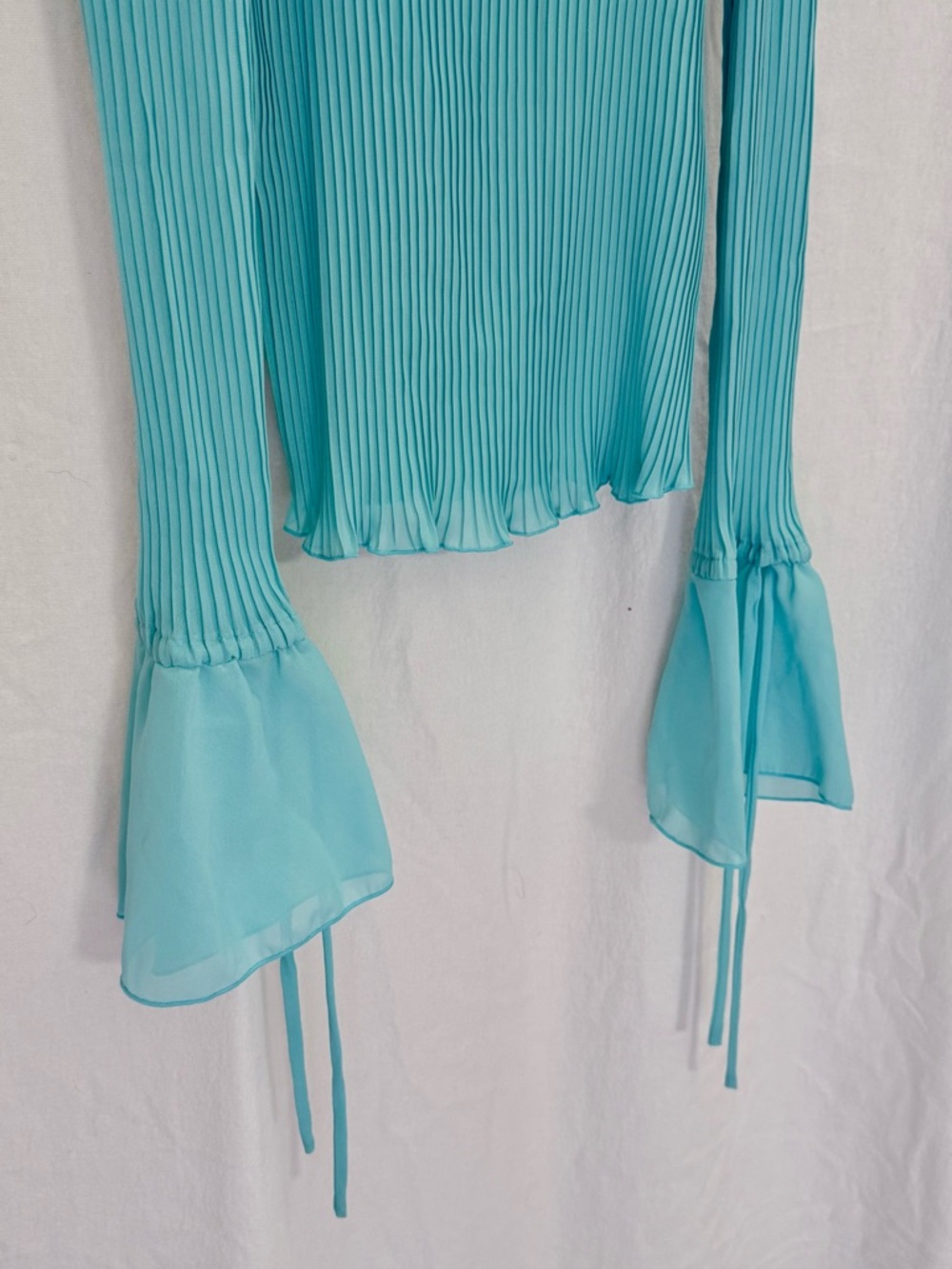 Aqua Fringe-Trim Long-Sleeve Ribbed Women's Top - Picture 3 of 12